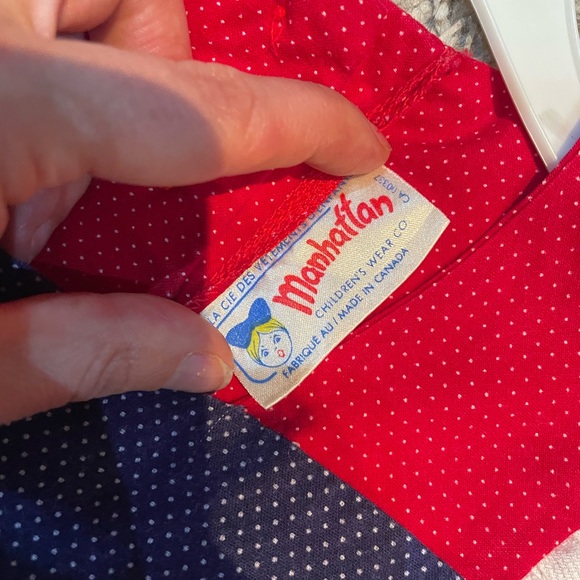 Vintage 1970s Red, White & Blue Dress with Pockets Manhattan Children Wear Co - Picture 5 of 6